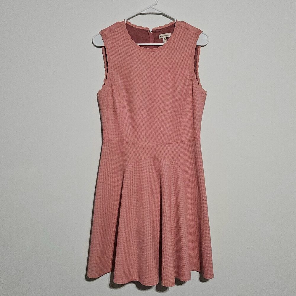 REBECCA TAYLOR Dress‎ Sz 10 Stretch Textured Knit Fit and Flare Pink Grapefruit